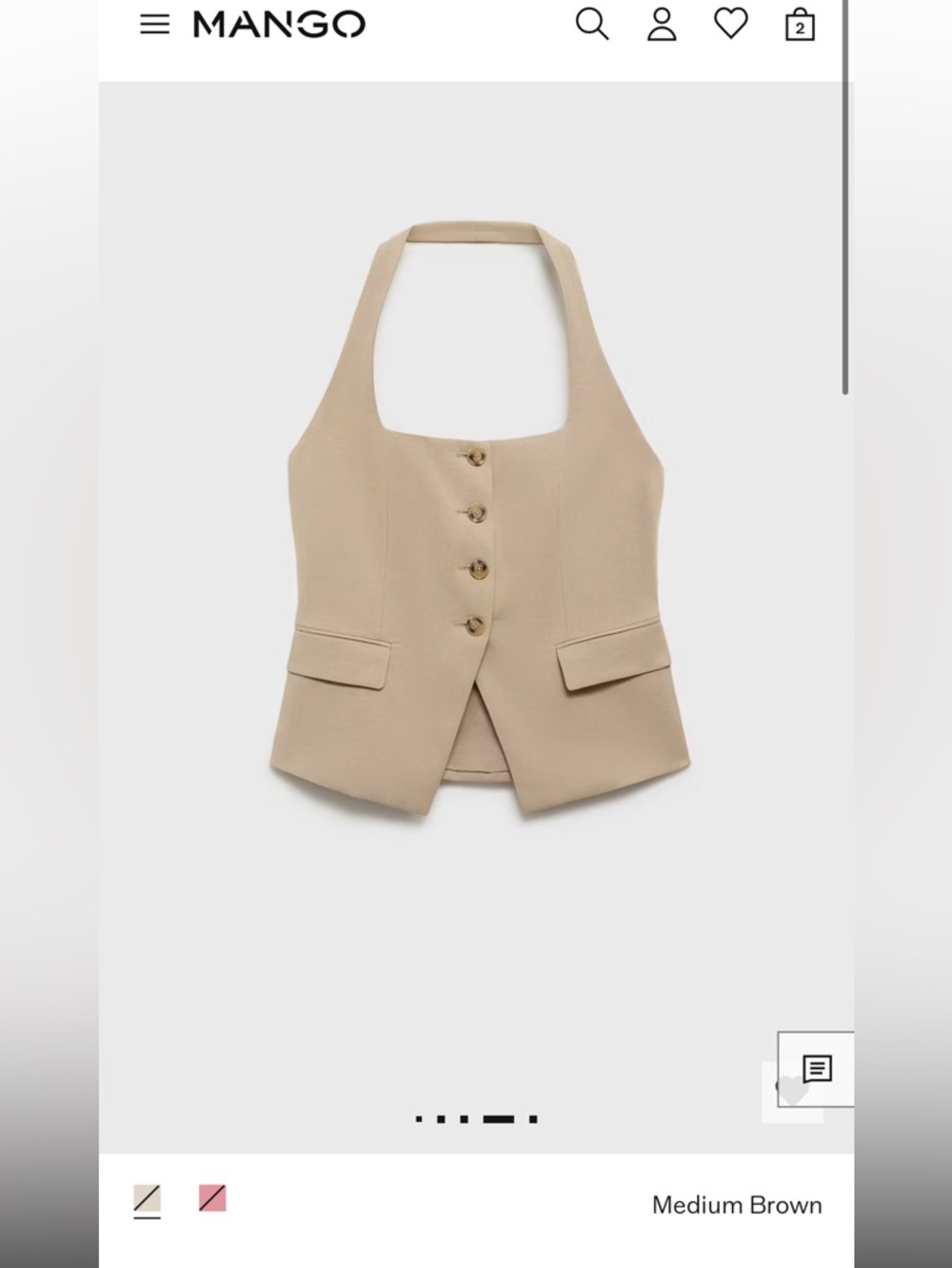 MANGO taupe halter top